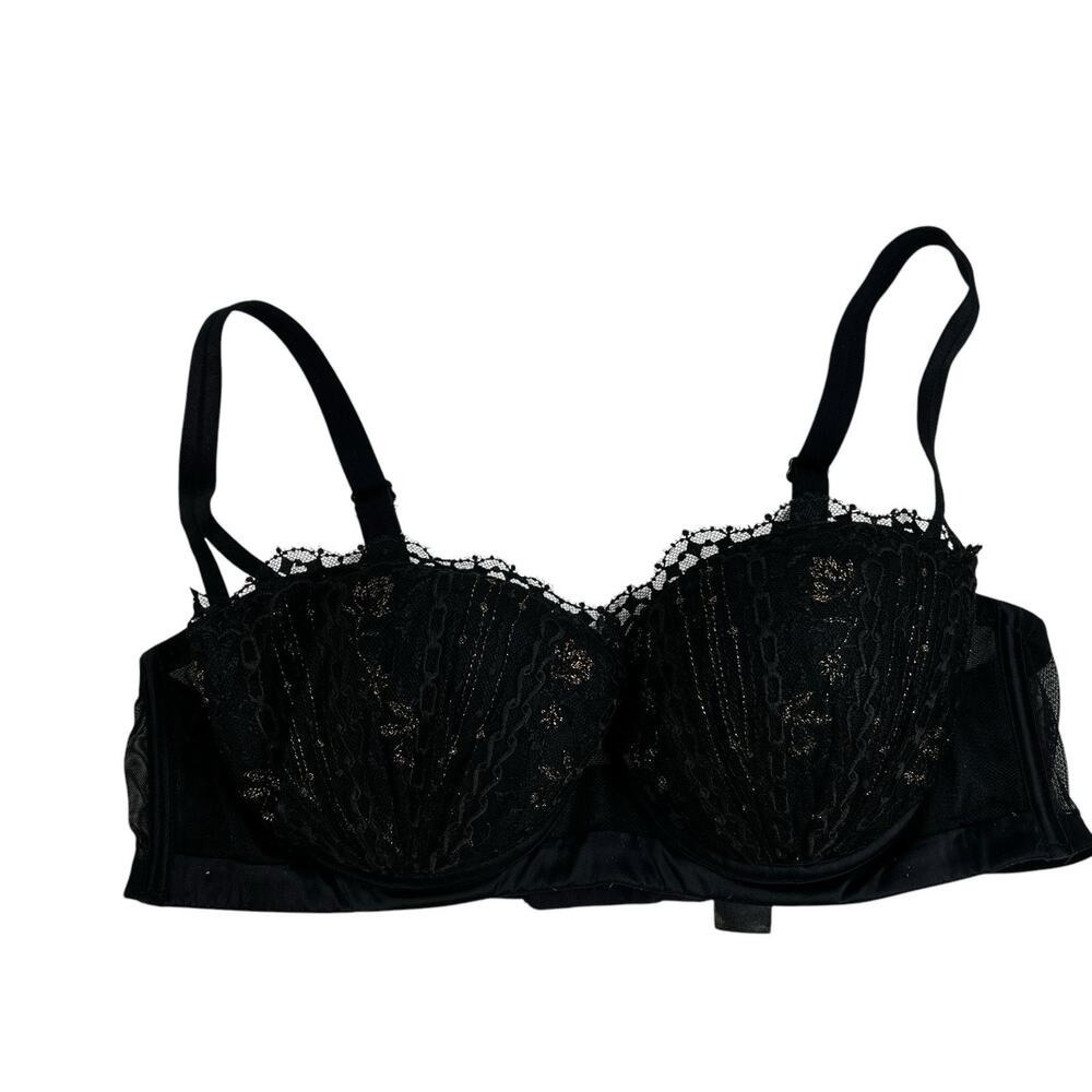 Understance 34C Demi Bra Black Lace Lined‎ Underwire Padded Molded Women's Sexy